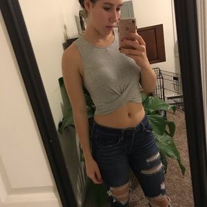 grey twist crop top